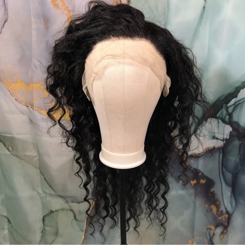 Natural Black Deep Curly Wig 13x4 Lace Front 28” Wig Human Hair Glueless